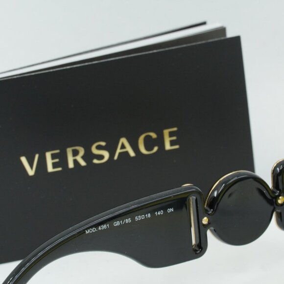 Versace VE4361 GB1/85 Oval Sunglasses – Solid Black/Yellow main image 6
